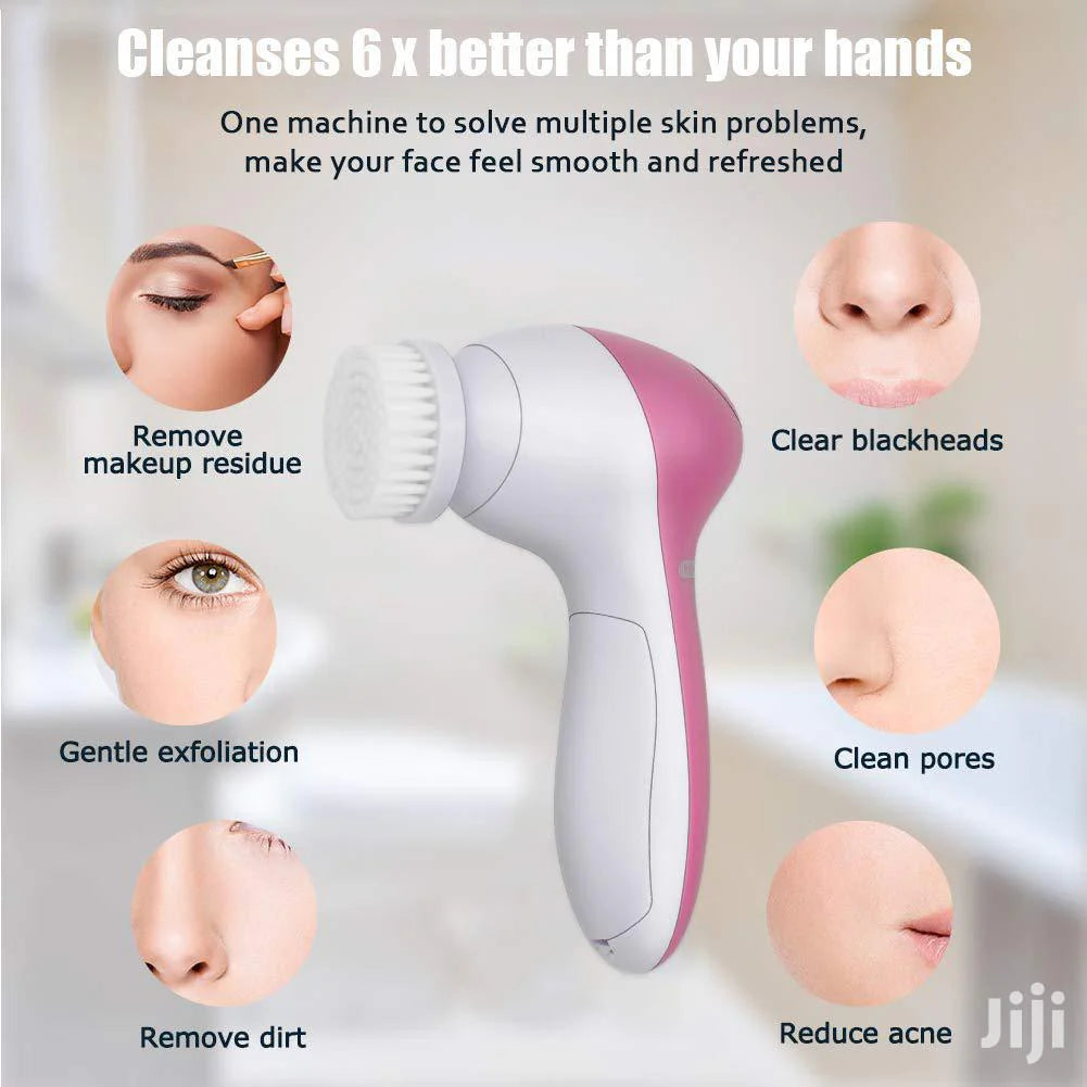 5 in 1 Facial Electric Cleanser and Massager, Face Massager Machine, Skin Electric Cleanser, Scrub Beauty Device Scrubber