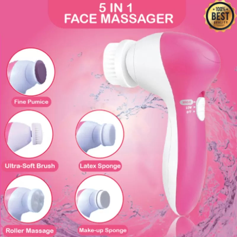 5 in 1 Facial Electric Cleanser and Massager, Face Massager Machine, Skin Electric Cleanser, Scrub Beauty Device Scrubber